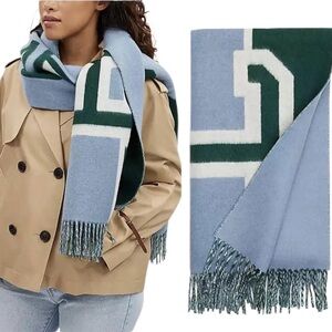 NWT Coach Reversible Colorblock Varsity Print Oversized Muffler/ Scarf